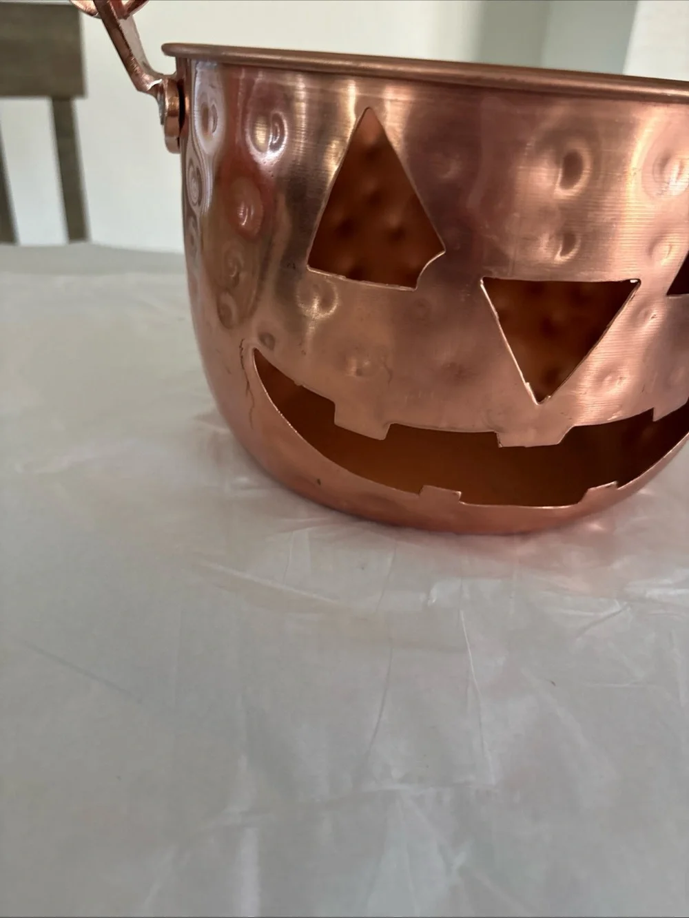 Copper Halloween Jack-O'-Lantern Candy Bucket